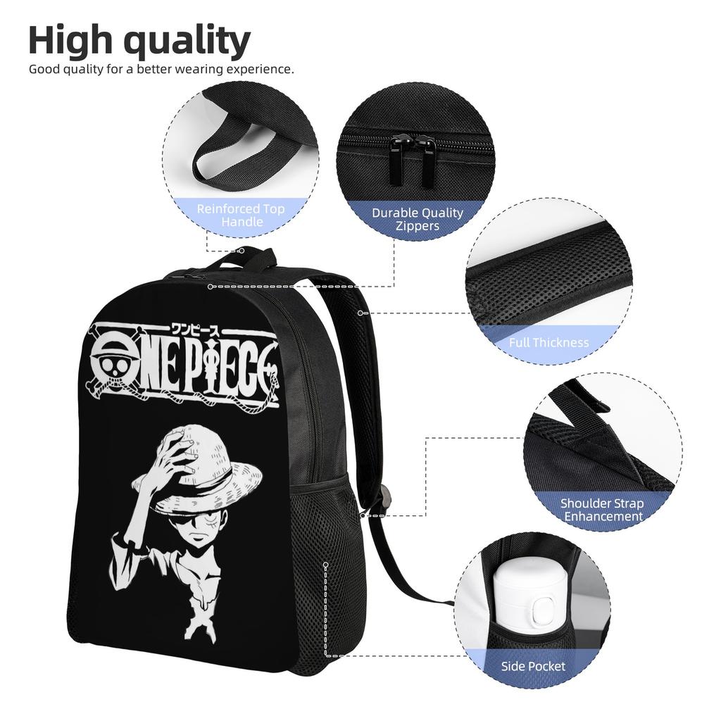 One Pieces Backpacks for Men Women Water Resistant School College Luffy Bag Print Bookbag