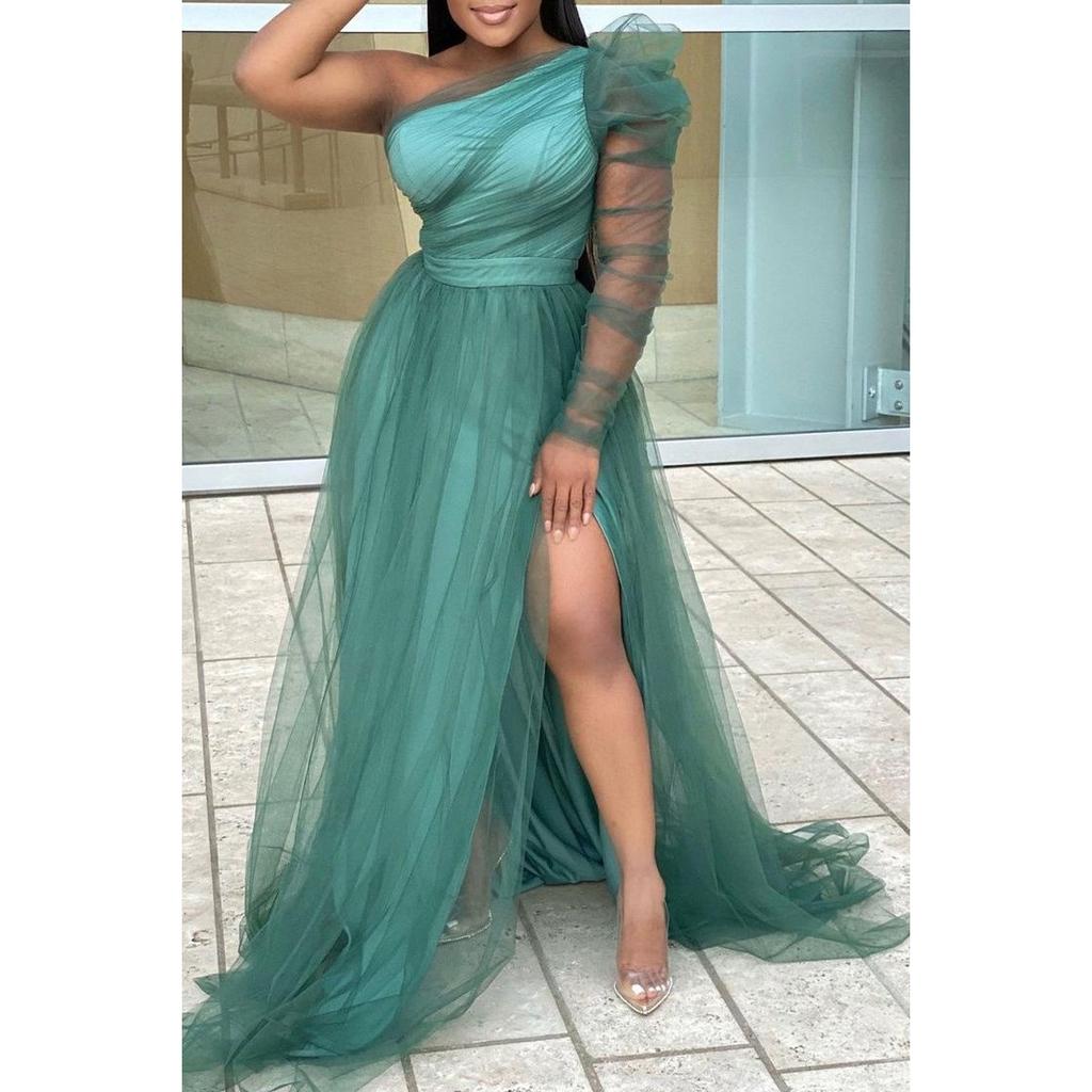 Spring Summer New Women's Plus Size Loose Flare Mesh Dress, Casual Commute European American Style Dress