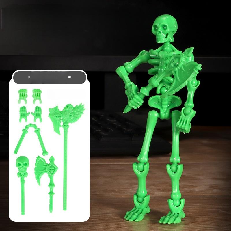 1 Set Multi-Articulable Skull And Bone Puppet Decoration Action Figures Three-Dimensional Skull Model Assembly Toy Gift