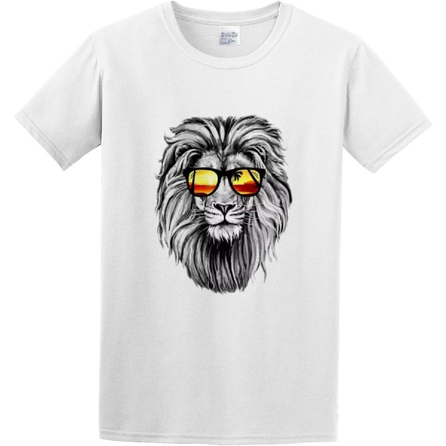 BAIZIHUI Футболка унисекс с принтом животного, льва и короны, повседневная, мужские топы, белая S