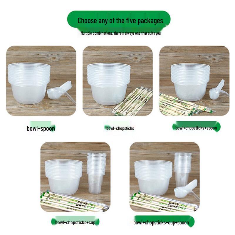 ZISIZ Disposable Plastic Bowl and Chopsticks Set
