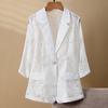 Women's Summer High-End Hollow-Out Chiffon Blazer - Blue Seven-Sleeve Sun Protection.