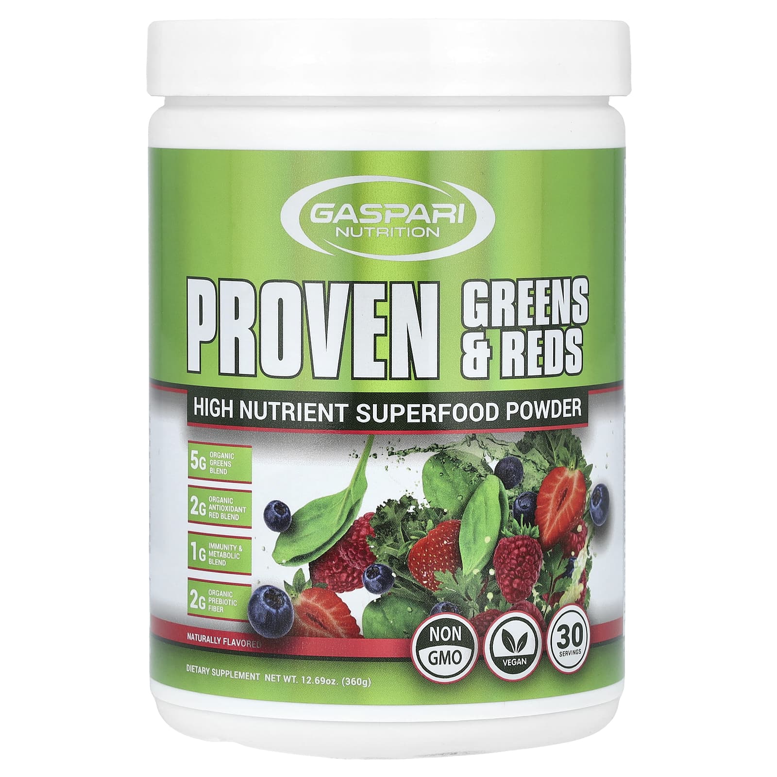 

Gaspari Nutrition, Proven Greens & Reds, Highly Nutrient Superfood Powder, 12.69 oz (360 g)