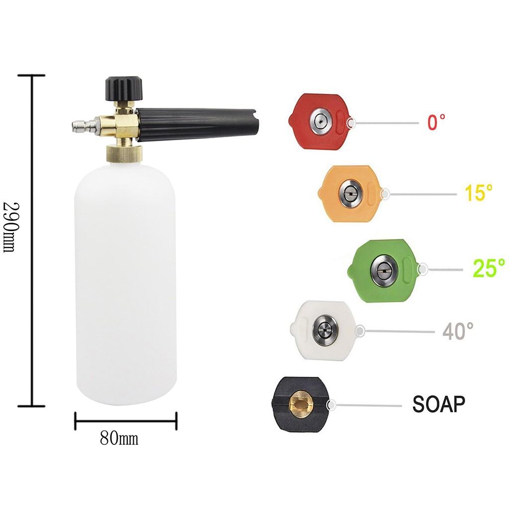 High Pressure Cleaner 1 Liter Foam Tank Spray Cleaning Quick And 5PC Nozzle