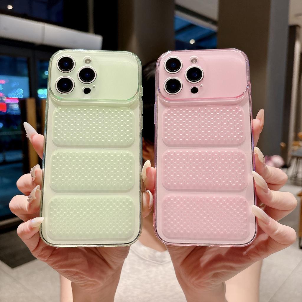 Applicable To Apple 17ProMax Mobile Phone Case Ice Through Heat Dissipation iPhone16 Cellular Mesh TPU Hollow 15 Soft Cover