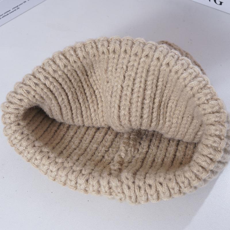 Women's Winter Warm Knitted Hat Korean Style Versatile Big Head Circumference Face Small Wool Hat Windproof Ear Head Hat