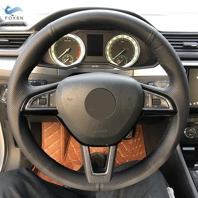 Funda para Volante de Coche Para Skoda Octavia Superb Fabia Citigo Roomster 2013- Rapid Yeti Kodia Cuero de Microfibra Perforado