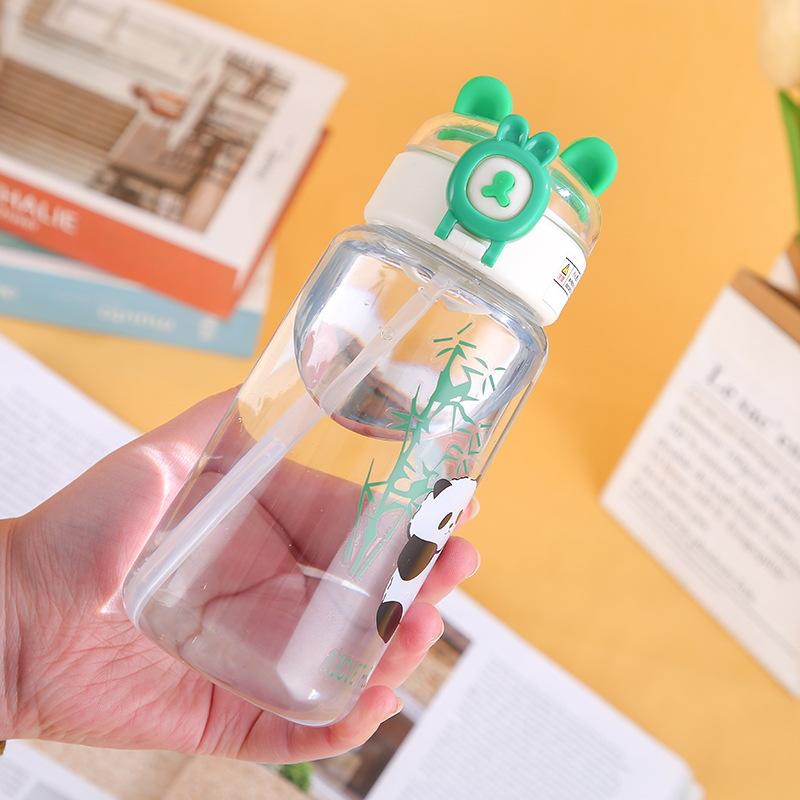 Water bottle creative cartoon children's water cup outdoor portable straw cup summer student high value accompanying cup manufacturer