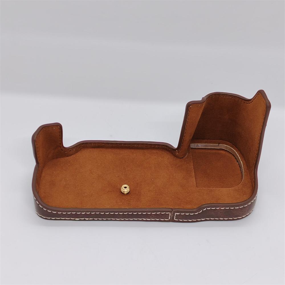 Skórzane etui pół-etui na aparat fotograficzny do Nikon D600 D610 Otwór na baterię Dolna pokrywa