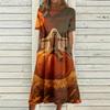 Women's Casual Round Neck Dress with Pockets Halloween Print for Party and Everyday Wear