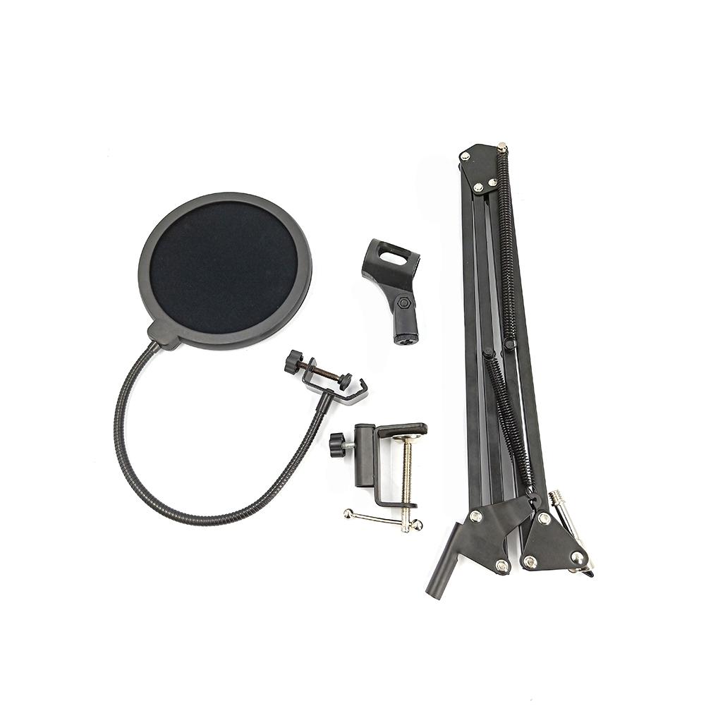 NB35 Microphone Suspension Boom Scissor Arm Stand with Mic Clip Holder Filter Windscreen Mask Shield with Stand Clip Kit