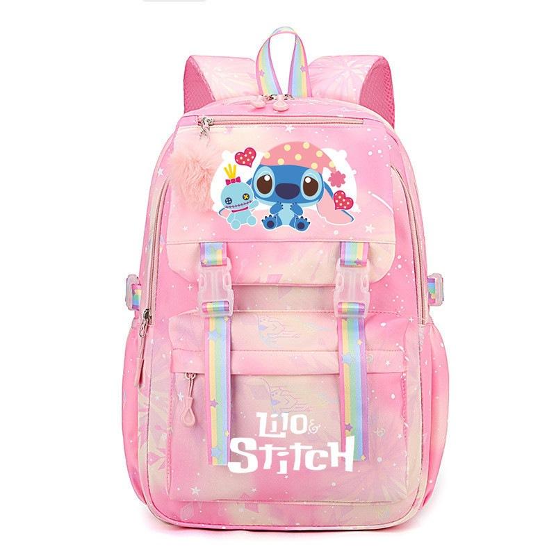 Lilo & Stitch Backpack for Kids Boys Girls, Large Capacity School Bag, Cute Cartoon Daypack, Blue