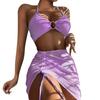 Summer Beach Bikini Swimwear Womens Cover Up Four Piece Sexy Mesh Cover Up Three Pointed Bikini Swimsuit Fashion Beachwear