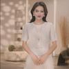 Summer 2026 Elegant Women's Mulberry Silk Tencel Knit Hollow Round Neck Pullover Top