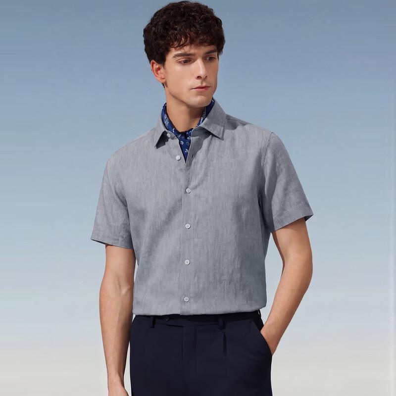 Judger Men s Tencel-Linen Blend Short Sleeve Shirt 40
