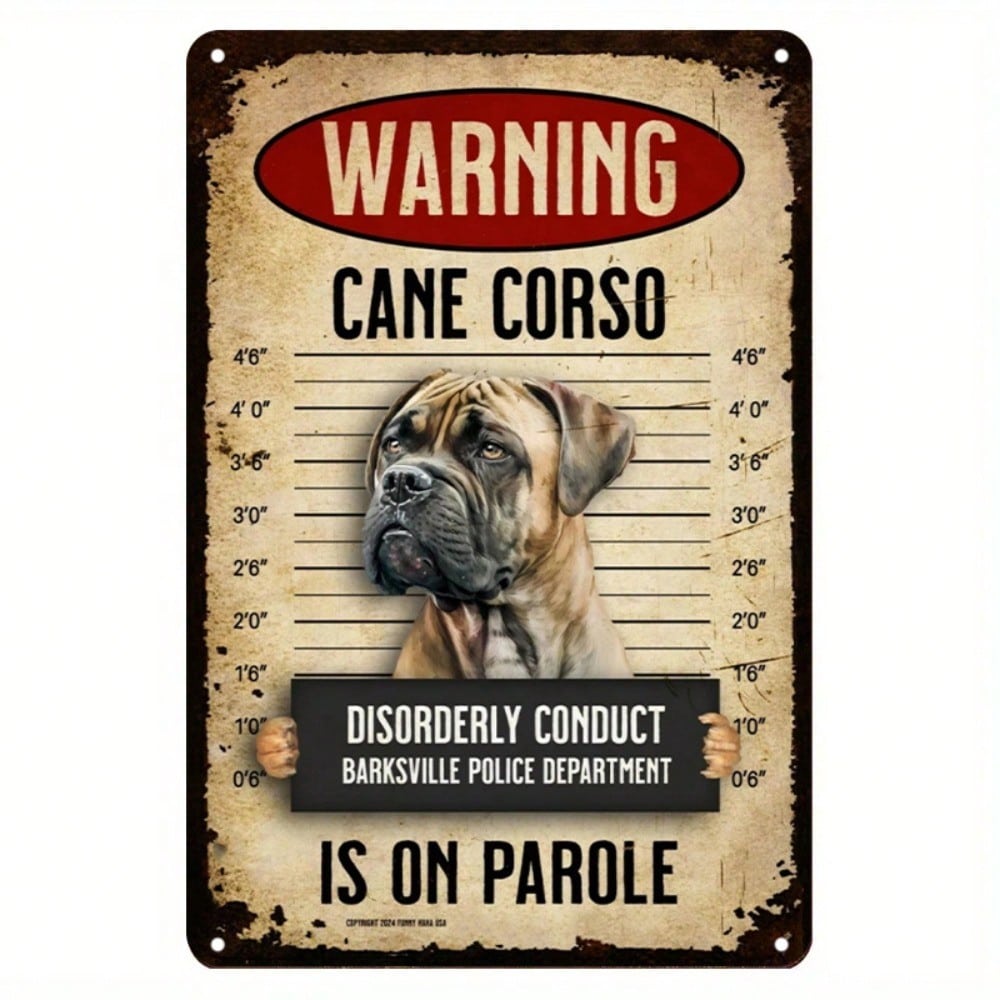 Cane Corso Mugshot Metal Sign Funny Dog Lover Gift Retro Wall Art 8x12 Inch 20x30