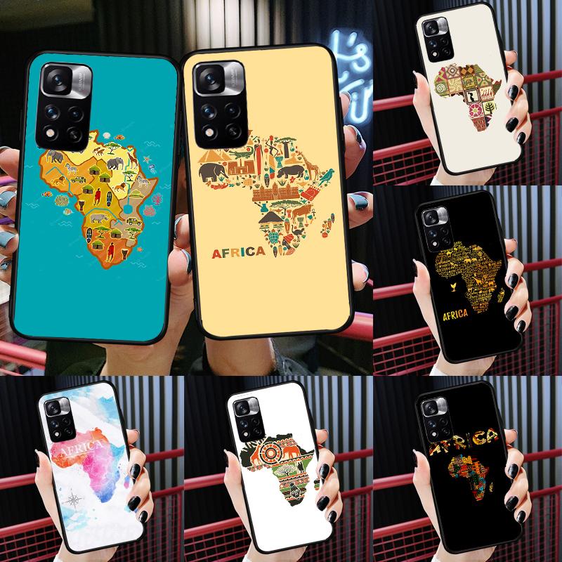 Afrika Karte Geografie Bemalte Hülle Für Xiaomi Redmi Note 14 13 11 9 10 12 Pro 9S 10S 11S 12S Redmi 10C 12C 13C 14C Abdeckung