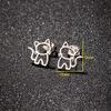 1Pair Cute Cartoon Cat Stainless Steel Stud Earrings For Men Women Punk Trend Fashion Small Ear Studs Jewelry Accessories Gifts