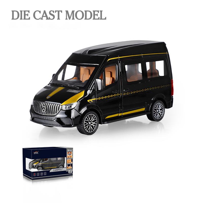 

1:24 сплава Benz Sprinter MPV Van, игрушечный автомобиль из сплава, литая под давлением модель MPV со звуком и светом, откатной автомобиль, коллекция игрушек из сплава для подарков 19.5x10.5x8.5cm чёрный