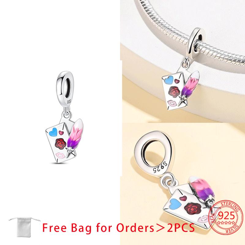 Original Copper Dress Lipstick High Heels Red Wine Air Balloon Charms Beads Fit Diy Women Jewelry Bracelet Fine Gift