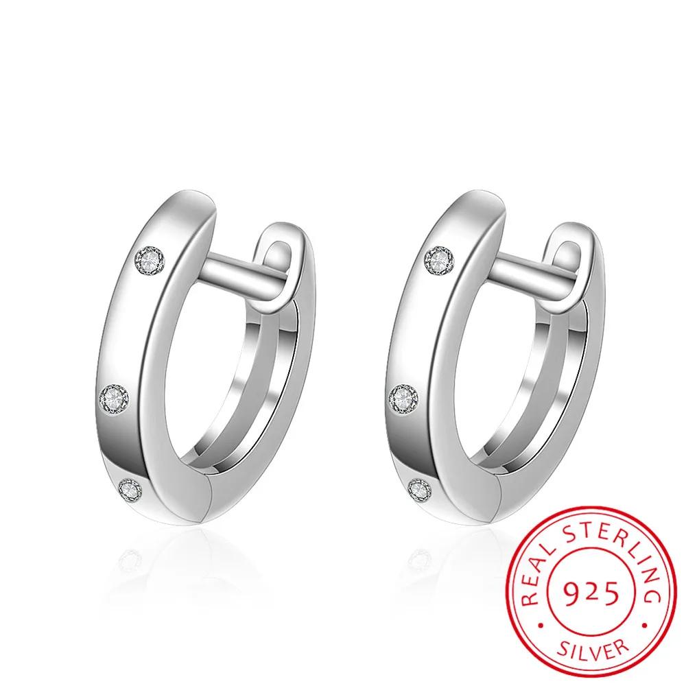 Real 925 Sterling Silver Circle Hoop Earrings Fashion Jewelry for Women Female High Quality