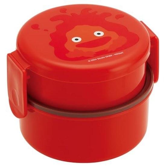 Skater Bento Box Antibacterial 2-Tier Lunch Fork Round Onigiri Case 500ml Made Japan Microwave Safe Ghibli Howls Moving Castle Calcifer ONWR1AG-A