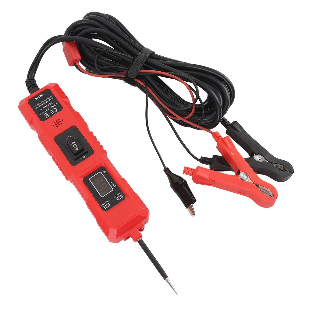 Car Circuit Tester DC 6 to 36V Multifunctional High Sensitivity with 2 Clips Power Circuit Probe Tester for Vehicles Red