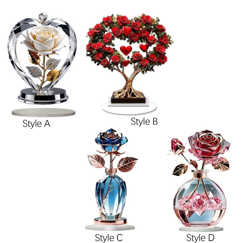 2D Flower Acrylic Sign Decorative Plaque Artwork Desktop Display Table