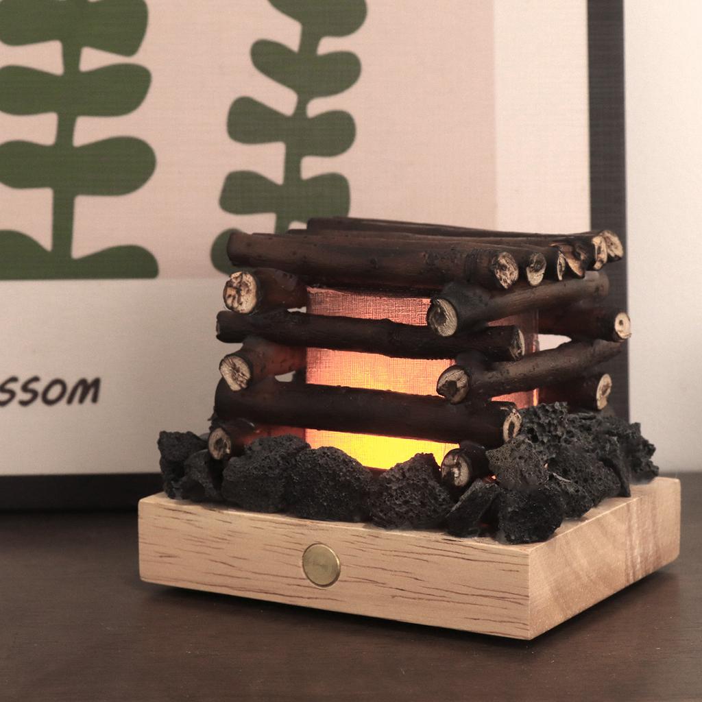 Faux Fire Lamp USB Rechargeable 3 Mode White Noise LED Faux Campfire Night Light for Desk