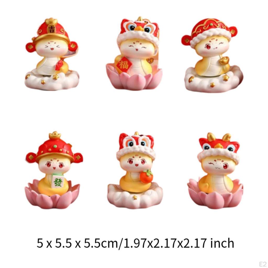 6 Pieces Chinese Year Snake Figurines Cute Craft for Home Cabinet Shelf