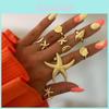 Ocean Theme Adjustable Ring Set With Shell Elements For Women Fashion Jewelry