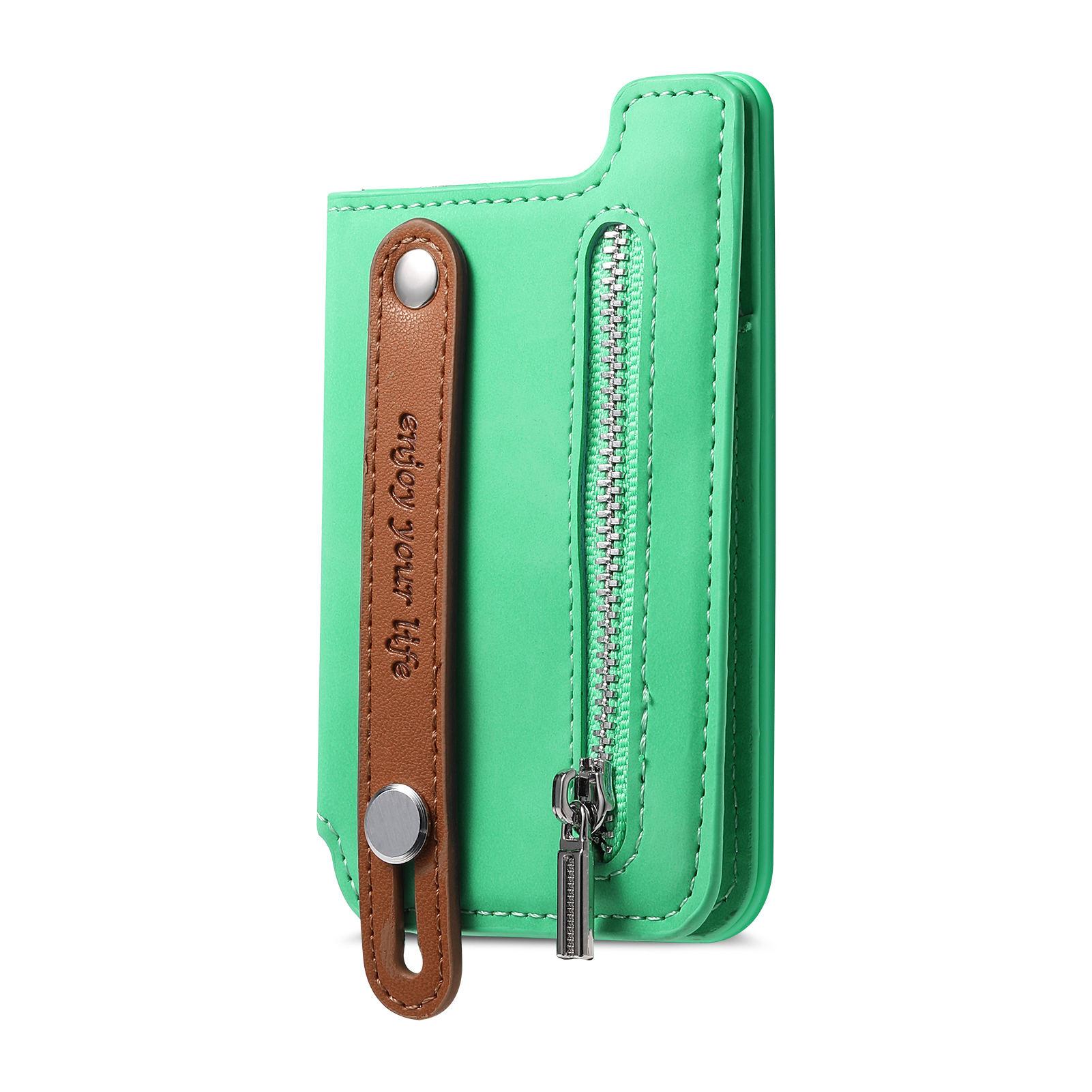

Phone Card Bag Portable Zipper Wallet Suitable For Magsafe Magnetic Phone Case Universal Push-pull Wrist Strap Desktop Holder