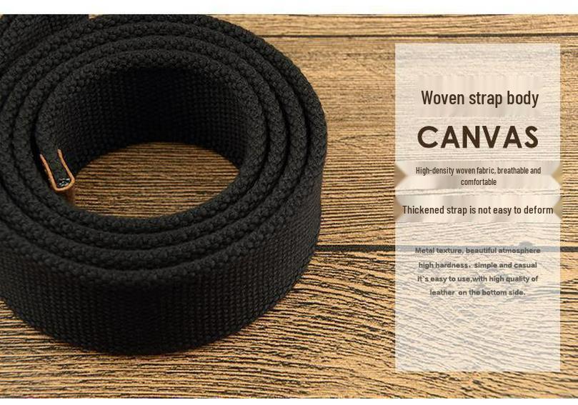 Unisex Trendiger Doppelring-Schnallen Gürtel: Hongkong-Stil Polyester-Baumwollmischung, Vielseitig für Jugendliche und Erwachsene