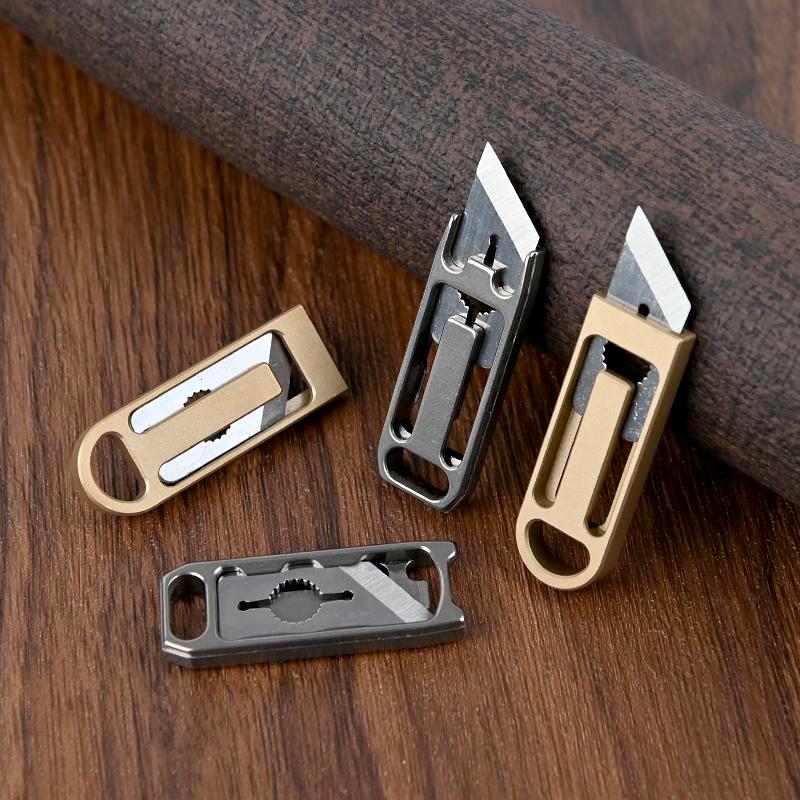 Titanium Alloy Mini Knife Sharp Brass Knife Demolition Express Knife Keychain Pendant Letter Opener Unboxing Portable EDC Tool