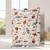 Autumn Leaves & Mushrooms Soft Flannel Throw Blanket - Lightweight, Skin-Friendly, Anti-Pill for Sofa,, Office, Camping & Travel