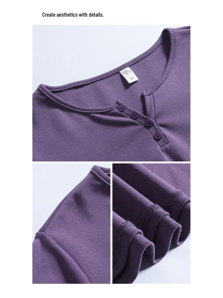 Women's V-Neck Long-Sleeve Slimming Casual Top - Fall 2025 Fashion, Age-Reducing, Loose Fit