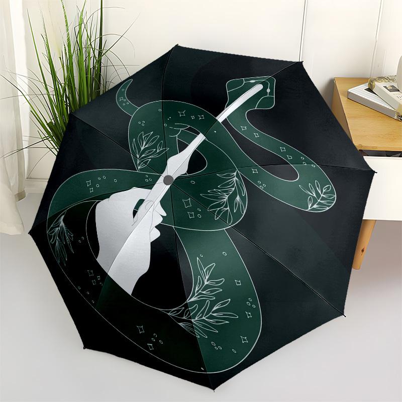 

1pc Snake Holding Wand with Stars and Leaves Umbrella with Plastic Handle,Cartoon Pattern,Suitable for All Seasons Multi-functional Umbrella312