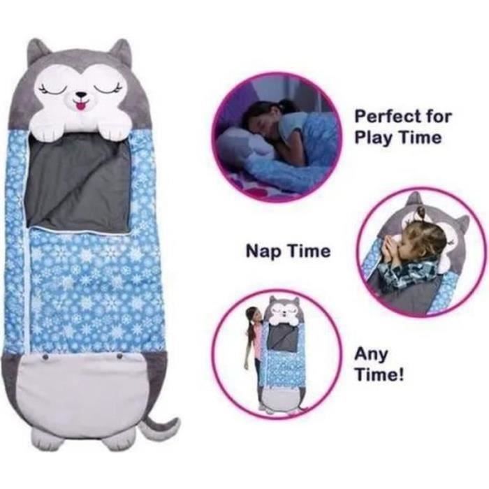Mignon Sac de Couchage dessin anime Licorne Enfant Duvet avec Oreiller 160 x 60cm pour Happy Nappers BLEU-nzX11