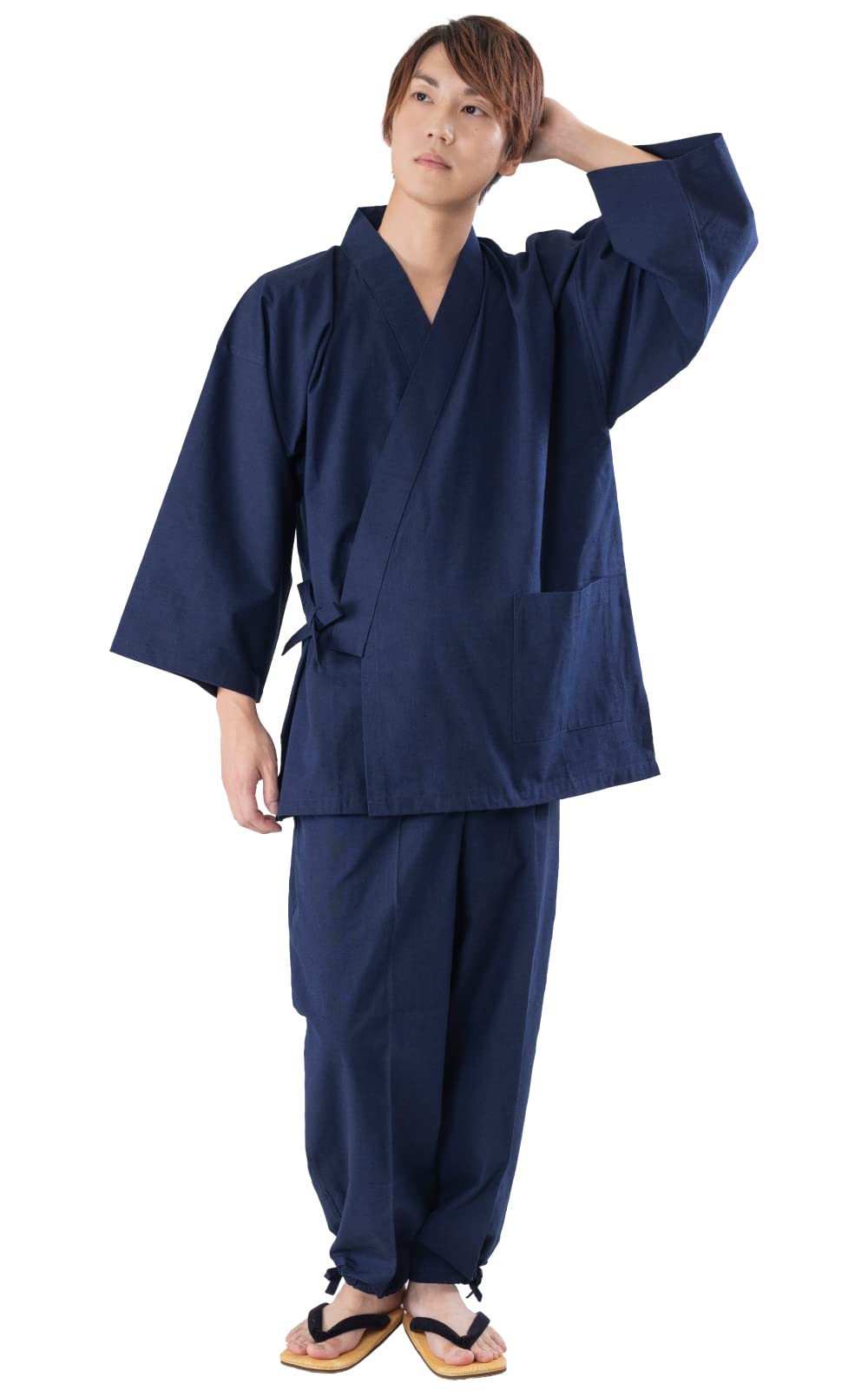 

Samue Kurume Weave 3L Tsumugi Plain Size Dark [Ai Indigo] M-3L (3L, Blue)