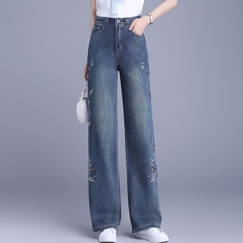 

Slimming Retro High-Waisted Wide-Leg Jeans with Heavy Embroidery for Women - Summer 2026 Collection 27