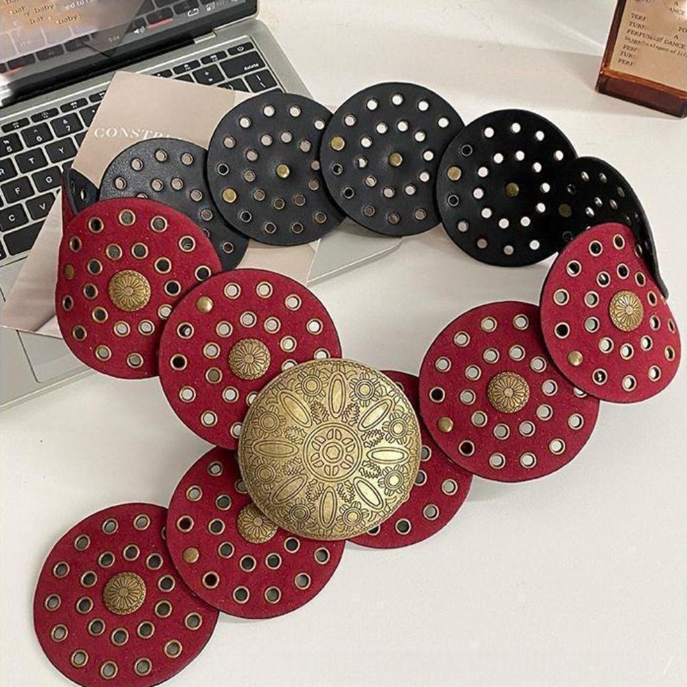Y2K Hollow Out Belts Wide Cowboy Waistband Fashion Metal Buckle Belts  Waist Accessories