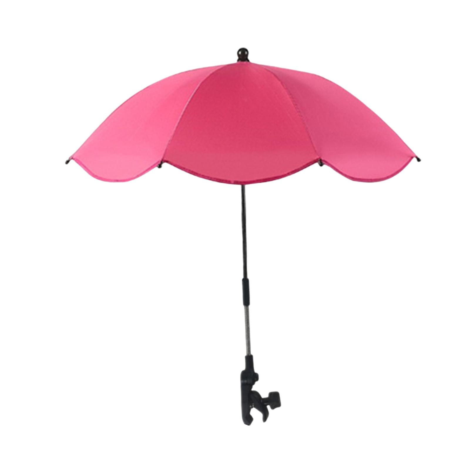

Clip on Umbrella for Stroller Multifunction Modern Easy to Install Plant Shade for Traveling Fishing Yard Outdoor Sports Camping червоний