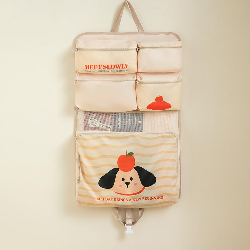 6-in-1 Hanging Storage Bag For Clothing Foldable Large Capacity Luggage Organizer Moisture Proof Multi Function Bag бежевый