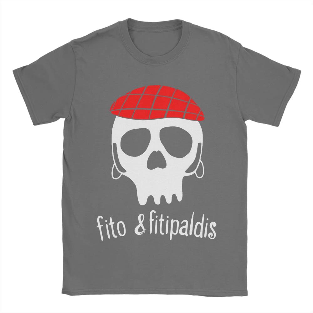 T-Shirt Sommer Fito Fitipaldis Band Schädel mit rot karierter Baskenmütze Neuheit T-Shirts Baumwolle Herren Damen