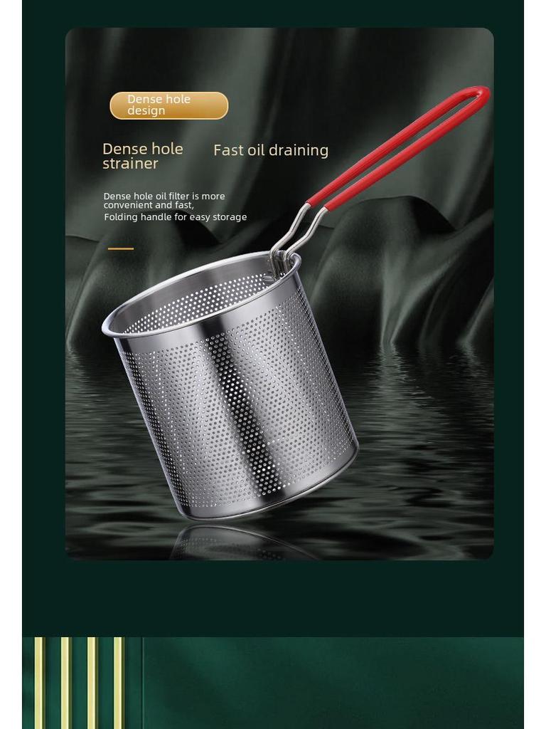 304 Stainless Steel Mini Deep Pot with Oil-Saving Filter for Gas Kitchen Frying Pan.