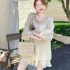 Korean Style Women's Summer Sun Protection Shirt & Shorts Set - Lightweight, Petite, Long Sleeve, Two-Piece, 2026 New Arrival