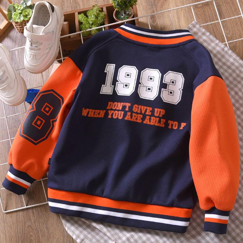 Children's Baseball Jacket Boy Bomber Jacket Spring and Autumn Cool Boy Coat Kids Letter Print Outerwear 3-14Y