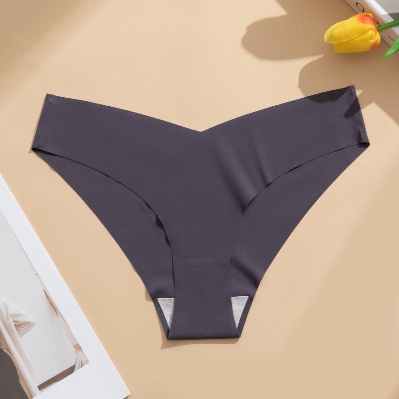 European and American seamless ice silk women's pure cotton file Xiyin light and seamless breathable and comfortable thong