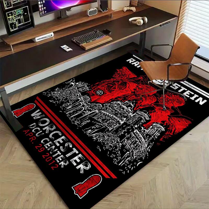 1pc RAMMSTEIN WORCESTER Home Office, Durable Polyester Floor Mat with Easy, Office Decor, Urban Style, Nonslip Backing