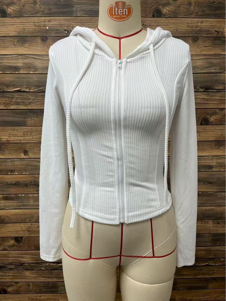 2025 Autumn/Winter European-American Slim Fit Zip-Up Knit Cardigan & Sporty Hoodie